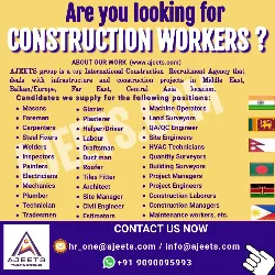 Top Recruitment Agency for hiring construction workers from India, Nepal