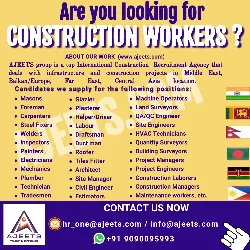 Best Recruitment Agency for hiring construction workers from India