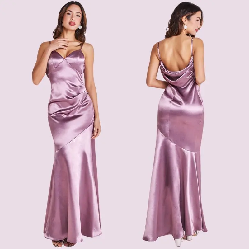 Goddiva Cowl Back Satin Maxi Dress Goddiva Cowl Back Satin Maxi Dress